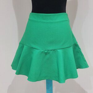 Zara Mini Skort Ruffle Hem and Bow Size Medium Green NEW Colorful Playful Girly